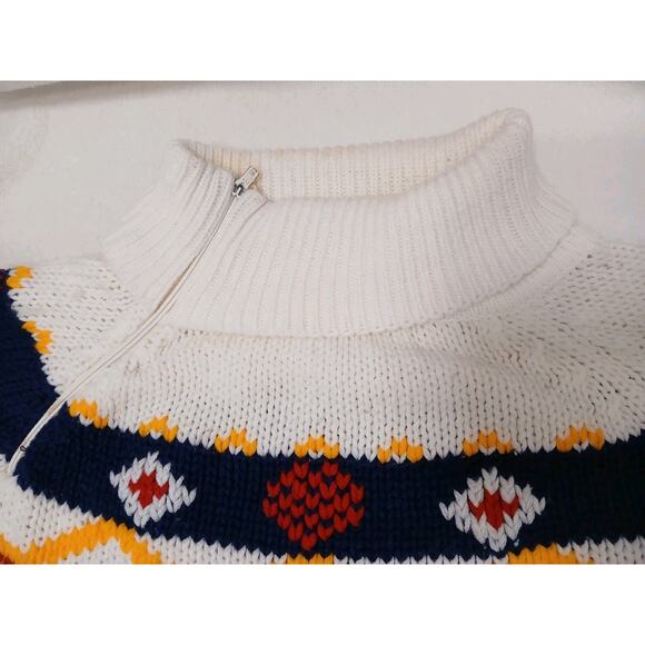 Vintage Handmade Knit Fair Isle Nordic Sweater Sz S/M Boho Granny Ski Lodge Art - Picture 14 of 16